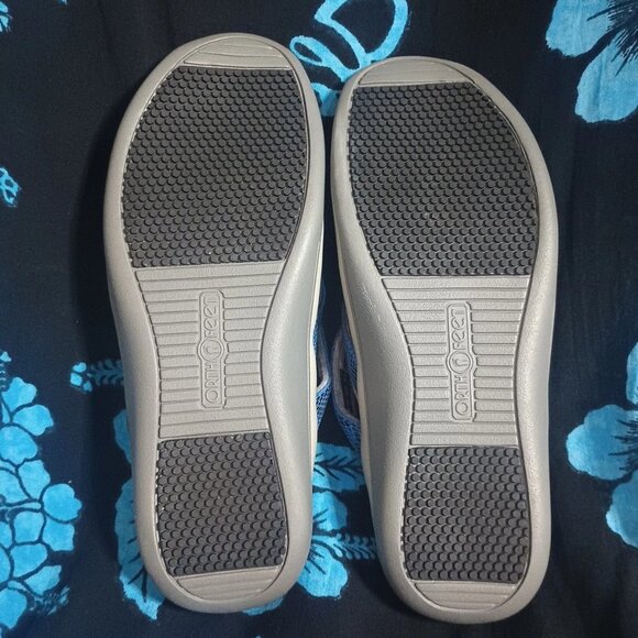 Orthofeet Gaya Thong Sandals Womens 9.5 WIDE Blue Snake Print Comfort - Picture 8 of 9